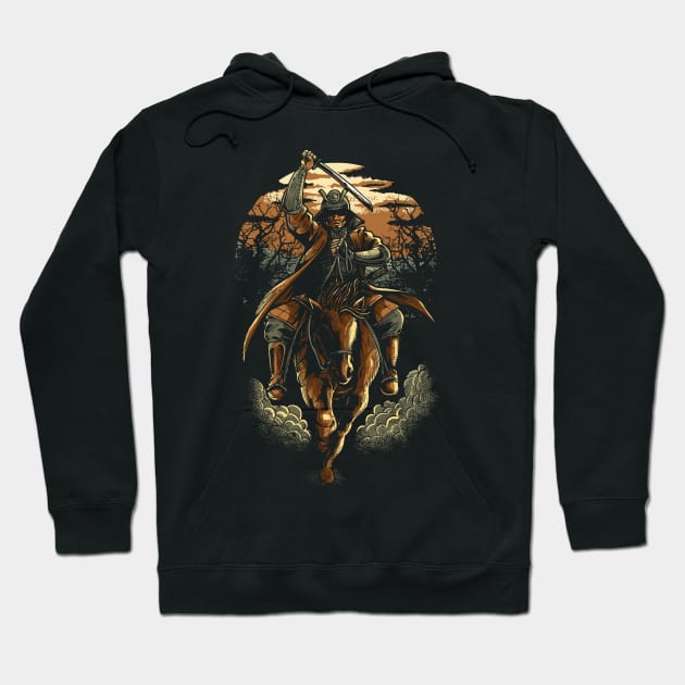 Samurai Warrior Katana Riding Horse Forest Sunset Vintage Hoodie by anubis1986